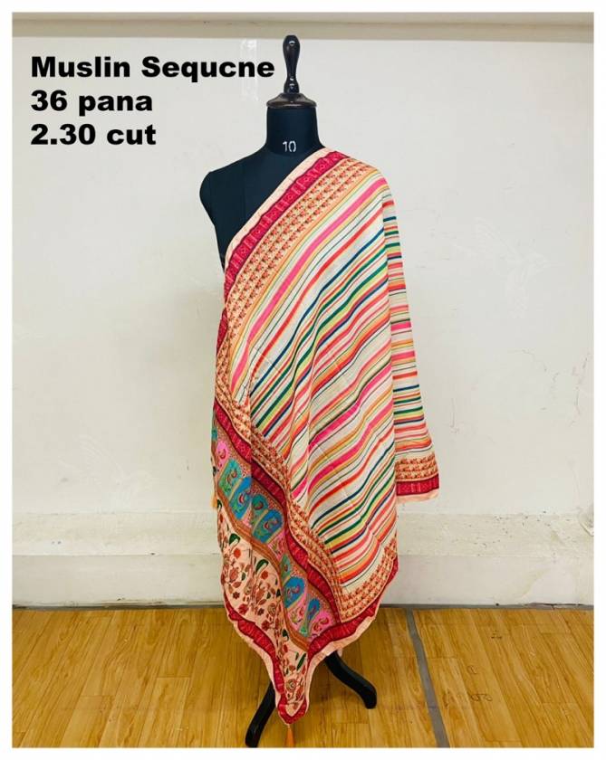 Muslin Sequence 1 Designer Printed Wholesale Dupatta Collection